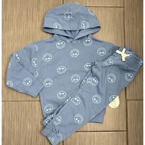Wonder Nation Girls Blue Smiley Face Fleece Set Size XS (4-5) NWT